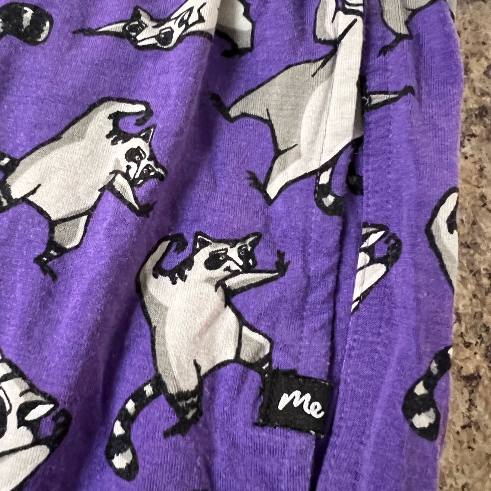 MeUndies Purple mens Pajama lounge pants kung fu Raccoon Print 2x DISCONTINUED - Picture 2 of 4